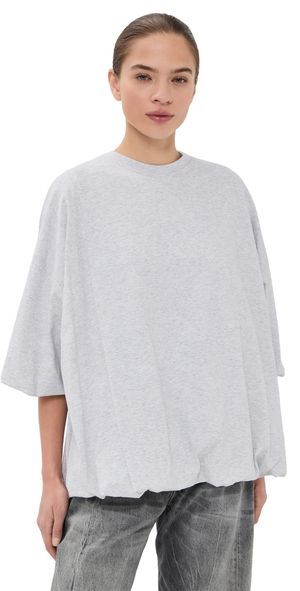 Acne Studios Gathered Logo T-Shirt Grey Melange XS