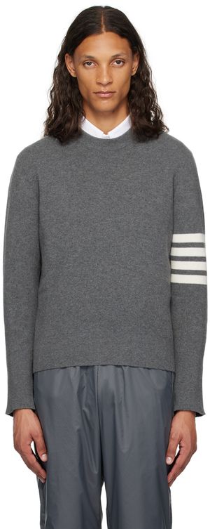 Thom Browne Gray & Navy 4-Bar Sweater