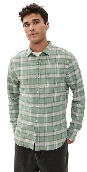 Save Khaki Japanese Slub Flannel Shirt Light Green M