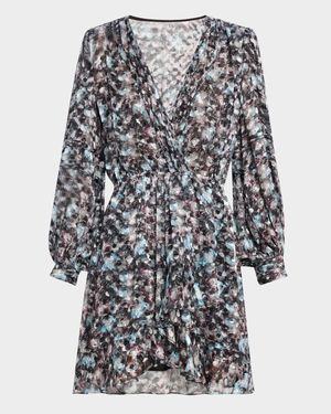 Risli Long-Sleeve Silk Mini Dress