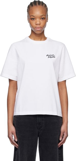 Maison Kitsuné White 'Maison Kitsuné' Handwriting Comfort T-shirt