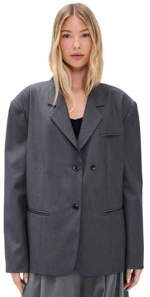 Simonett Oversize Charcoal Blazer Gray One Size