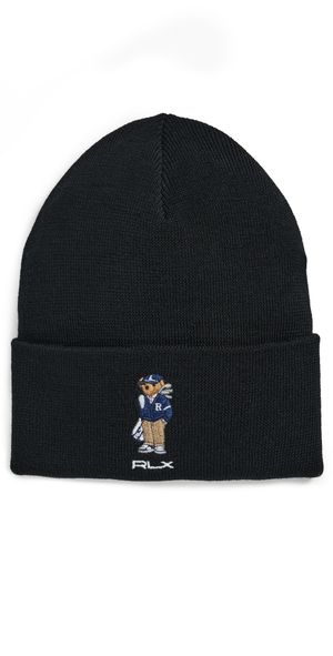 RLX Ralph Lauren Merino Wool Golf Bear Beanie Black One Size