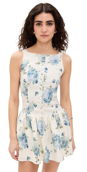FAITHFULL Blair Mini Dress Cecile Floral/Pale Blue 10