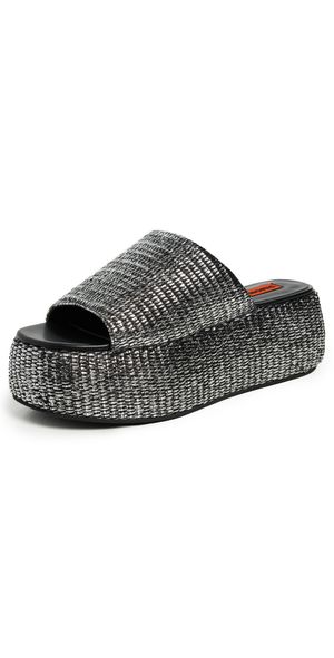 SIMONMILLER Metallic Raffia Cloudy Platform Sandals Black/Silver 36