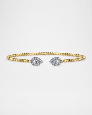 14K White and Yellow Gold Diamond Pear Shape Bujukan Bangle