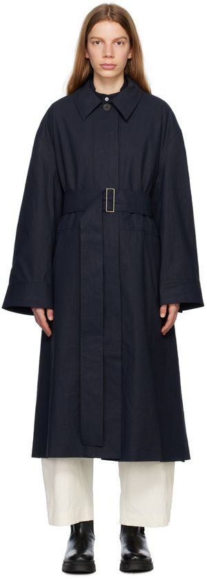 Studio Nicholson Navy Monterry Trench Coat