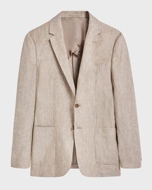 Men's Linen Single-Breasted Blazer Jacket