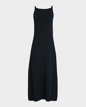 Sleeveless Square-Neck Knit Midi Dress
