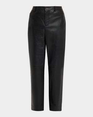Mid-Rise Straight Leather Pants