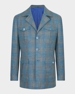 Men's Plaid Four-Pocket Field Jacket