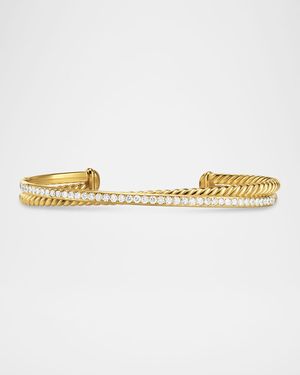 Crossover 2 Row Bracelet with Diamonds in 18K Gold, 6mm
