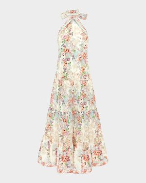 Evelyn Backless Halter Maxi Dress