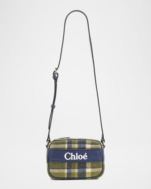 Kid's Checked Camera Shoulder Bag