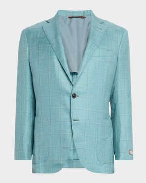 Men's Cashmere, Silk and Linen Windowpane Sport Coat