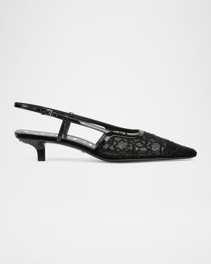 Demi Crystal Mesh Slingback Pumps