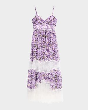 Tiered Lace-Inset Maxi Dress