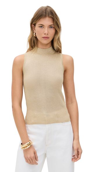 alice + olivia Darcey Metallic Tank Gold M