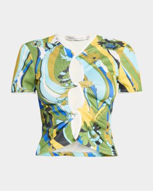 Acidic Floral Twisted Keyhole T-Shirt