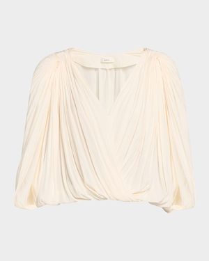 Vivian Draped Cape-Sleeve Top