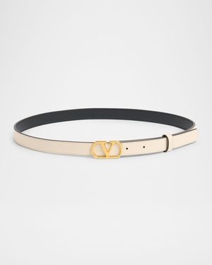 VLOGO Signature Leather Skinny Belt