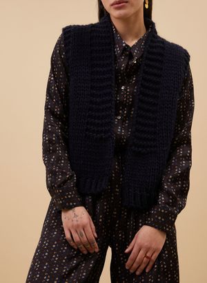 By Bar - Gilet en tricot texturé - Taille L - Bleu