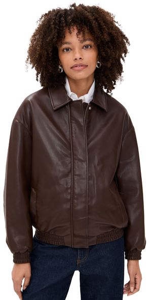 Enza Costa Leather Jacket Dark Brown 1