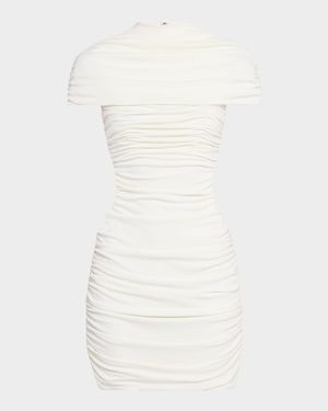 Terra Cutout Ruched Mock-Neck Mini Dress