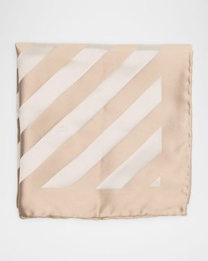 Men's Double-Face Wide Stripe Silk Pocket Square