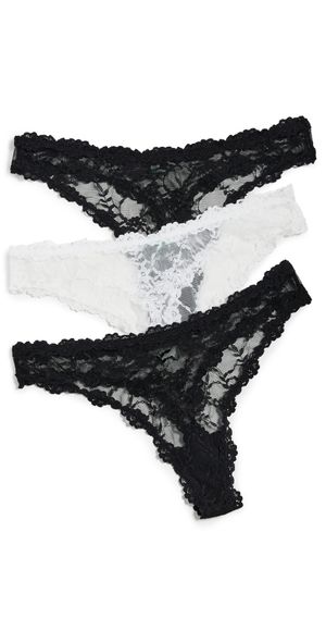 HONEYDEW Maria Lace Thong 3 Pack Black/Ivory/Black L