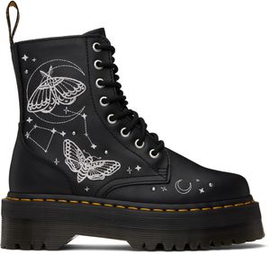 Dr. Martens Black Jadon Celestial Moth Embroidered Platform Boots
