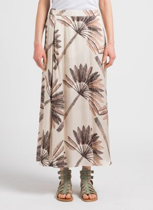 Diega - Jupe mi-longue imprimée - Taille L - Beige