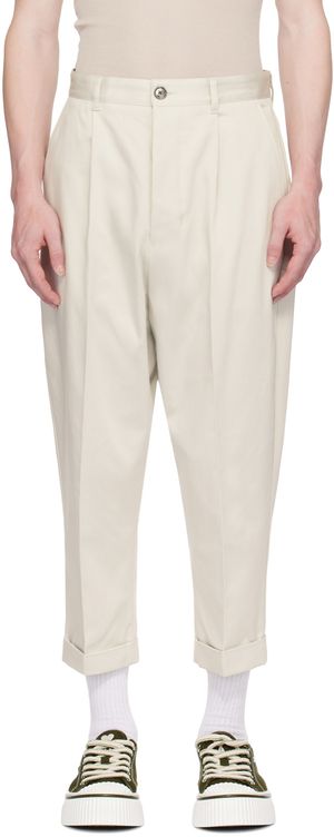 AMI Paris Pantalon carotte blanc cassé