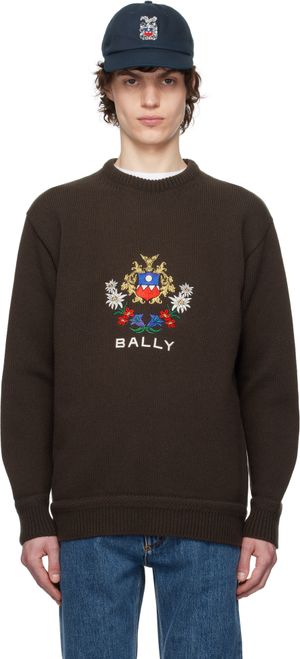 Bally Brown Alpine Flowers Crewneck Sweater