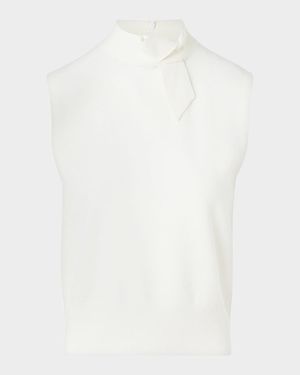 Neck-Tie Cashmere Sleeveless Sweater