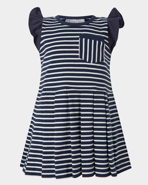 Girl's Breton Striped Tennis Dress, Size 2-10