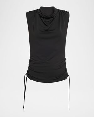 Elna Sleeveless Ruched Crepe Top