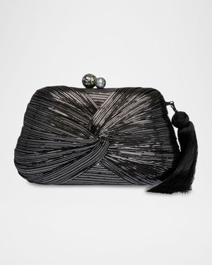 Rosie Twisted Metallic Straw Clutch Bag