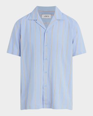 Men's Viscose Stripe Camp Shirt