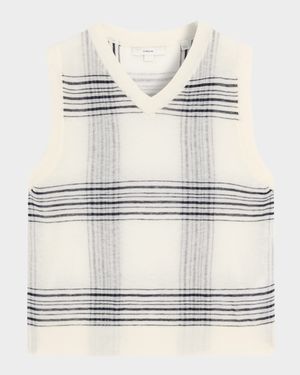 Plaid V-Neck Sweater Vest