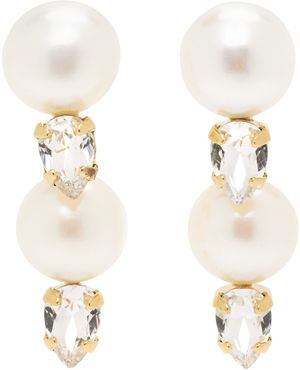 Simone Rocha Gold Pearl Crystal Dagger Earrings