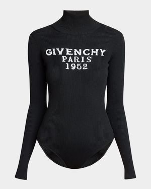 High-Neck Logo-Print Bodysuit