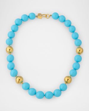 Turquoise and Gold Beads Necklace