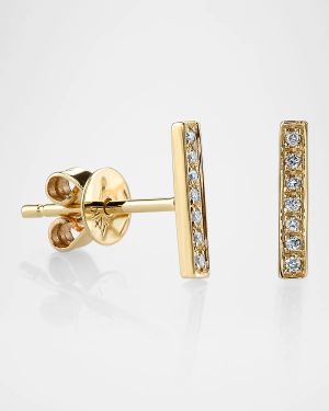 Small 14k Gold Diamond Bar Single Stud Earring