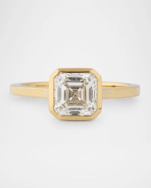 Lab Grown Diamond 14K Yellow Gold Asscher Cut Solitaire Ring, 2.00tcw