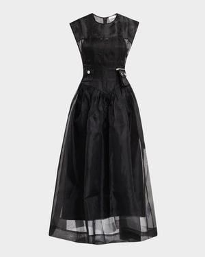 Technical Organza Corset Midi Dress