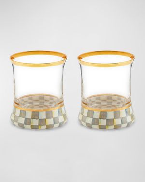 Sterling Check Tumbler Glass, Set of 2