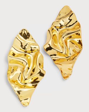 Crumpled Gold Large Post Earrings