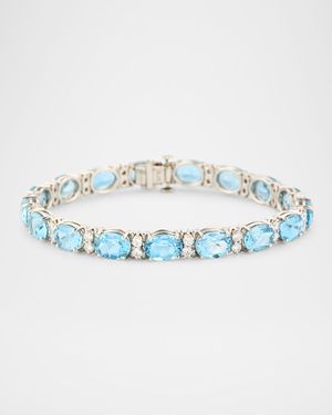 Platinum Aquamarine Tennis Bracelet