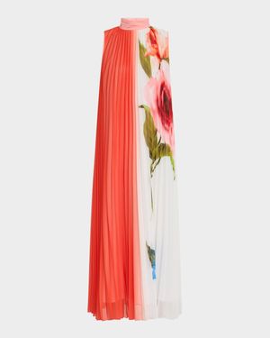 The Reilley Pleated Ombre Midi Dress